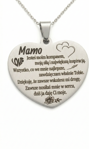 Naszyjnik serce grawer dla niej dla mamy srebrny spersonalizowany prezent urodziny okazja srebrny elegancki