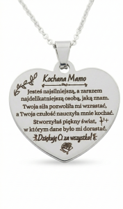 Naszyjnik serce grawer dla niej dla mamy srebrny spersonalizowany prezent urodziny okazja srebrny elegancki