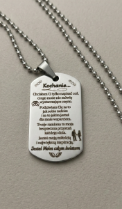 Naszyjnik nieśmiertelnik grawer dla niego prezent okazja urodziny spersonalizowany srebrny elegancki