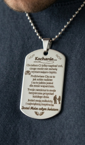 Naszyjnik nieśmiertelnik grawer dla niego prezent okazja urodziny spersonalizowany srebrny elegancki