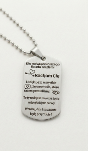 Naszyjnik nieśmiertelnik grawer dla niego prezent okazja urodziny spersonalizowany srebrny elegancki