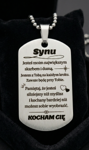 Naszyjnik nieśmiertelnik grawer dla niego dla syna prezent okazja urodziny spersonalizowany srebrny elegancki