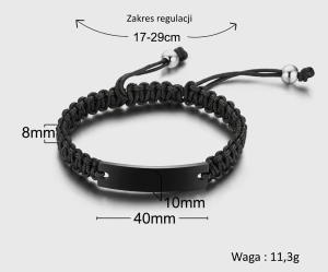 Bransoletka na sznurku grawer dla niego dla taty dla syna dla dziadka czarna spersonalizowana prezent okazja urodziny męska elegancka znak zodiaku