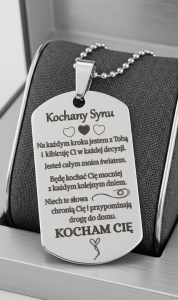 Naszyjnik nieśmiertelnik grawer dla niego dla syna prezent okazja urodziny spersonalizowany srebrny elegancki