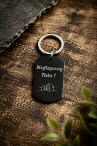 Breloczek czarny nieśmiertelnik grawer dla niej dla niego dla mamy dla taty dla wnuczki dla wnuczka dla córki dla syna dla babci dla dziadka spersonalizowany prezent okazja urodziny elegancki damski męski